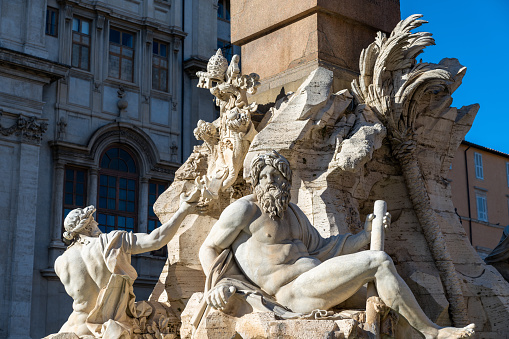 Details of the Trevi Fountain in Rome