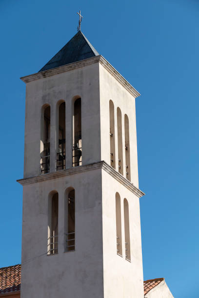 Church at Castelsardo Sardinia with blue sky. High quality photo