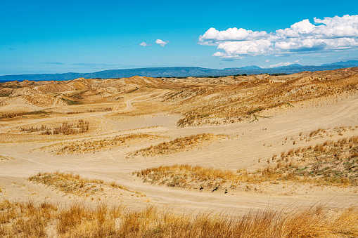 The Sand Dunes of Paoay, Ilocos norte, Philippines\nLandscape with sand hills near the ocean.