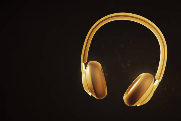 istock Gold headphones 3d illustration background 1450353066