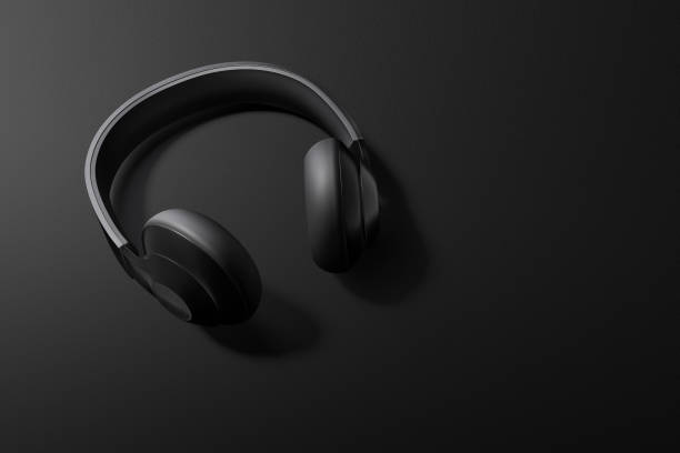 istock Headphones 3d illustration on black background 1450353240
