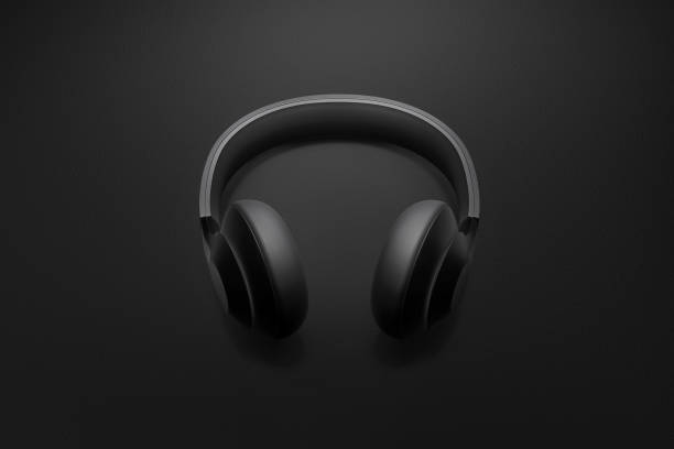 istock Headphones 3d illustration on black background 1450353258