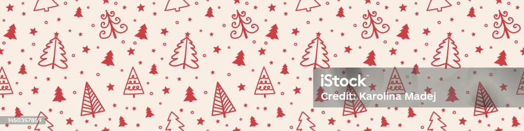 Christmas Pattern Header Design Of Seamless Pattern With Christmas Trees Panoramic Header Vector ...