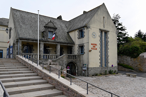 Erquy, France, September 22, 2022 - The town hall of Erquy, Brittany