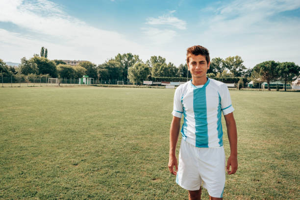 serious argentinian soccer player portrait