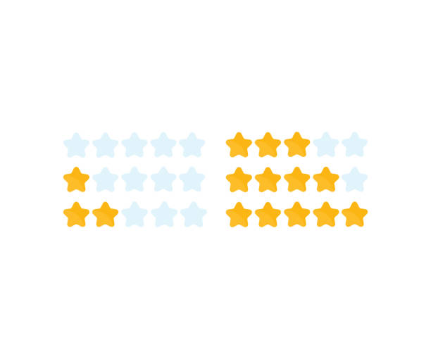 ilustrações de stock, clip art, desenhos animados e ícones de star rating from 0 to 5 rating review icon. product rating or customer review with gold stars. customer feedback concept vector design and illustration. - auction interface icons push button buy