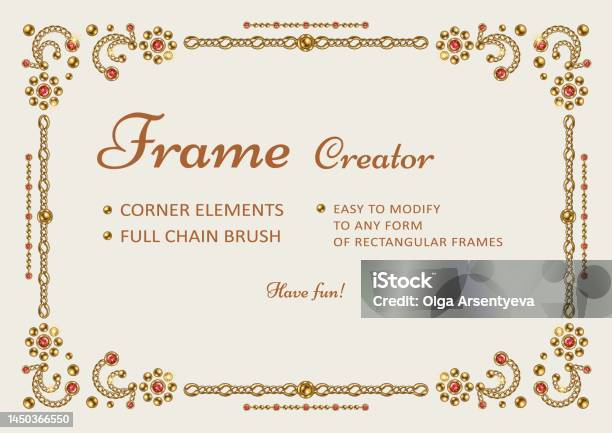 Word Pattern Creator Frame Frame Creator With Corner Elements Pattern Brush Stock Illustration ...