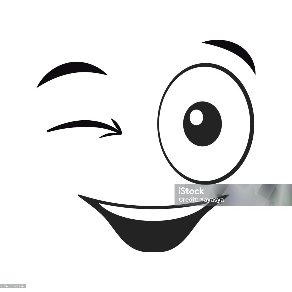 Winking Images Cartoon Smiling And Winking Face Winking Expression Vector Illustration ...