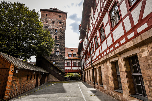 Rear View Of Tower On Pegnitz River In Nuremberg, Germany