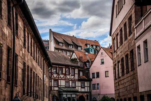 Traditional Architecture Of Old Town Buildings In Nuremberg, Germany