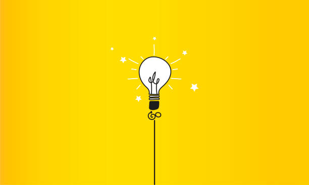 istock Concept of innovation, new ideas. Bulb standing out against a yellow background. Vector illustration 1450372547