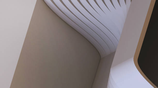 istock Abstract Background. Creative idea Paper Cut and digital wave for success and ladder Inspiration with folding paper concept on gray background. development, copy space, software, website -3d Rendering 1450376200