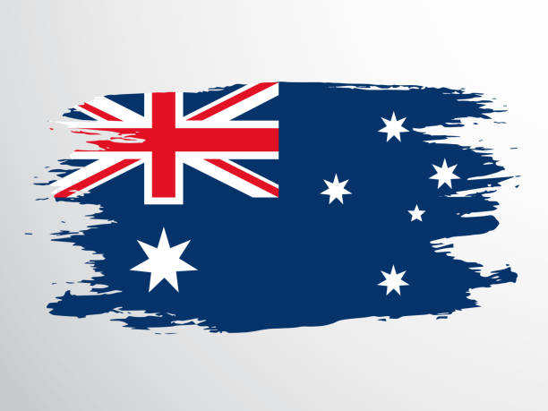 istock Australia flag hand drawn with a brush. Australian flag. 1450379807
