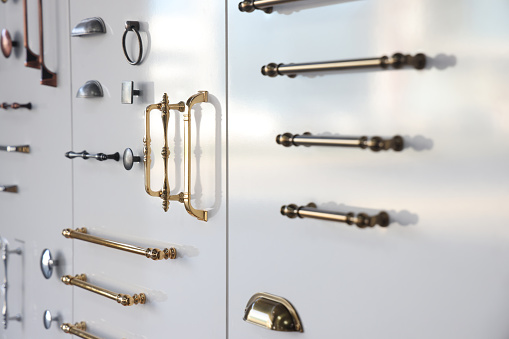 Cabinet handles on white background