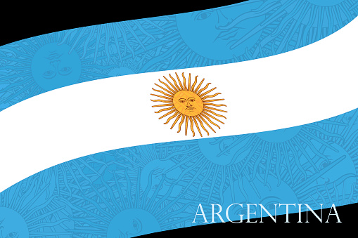 Drawing of the Argentina flag, space for text or images. Official colors.