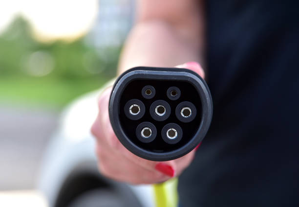 istock External connector for electric car charging 1450414855