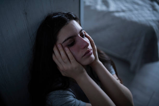 istock Young woman struggle with anxiety and depression. 1450417653