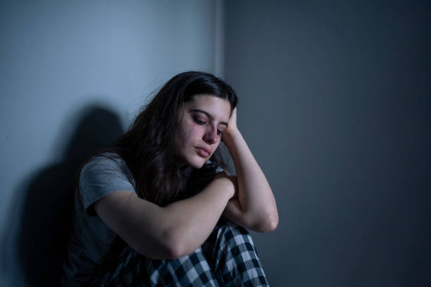istock Young woman struggle with anxiety and depression. 1450417663