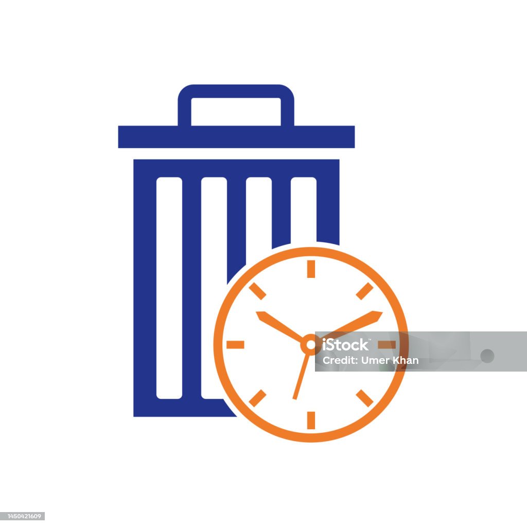 Garbage Clock Waste Time Vector Logo Template Stock Illustration - Download Image Now ...