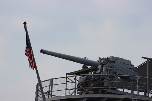 Military Battleship Turret with American Flag, Florida