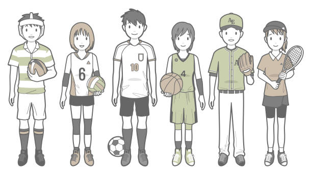 illustrazioni stock, clip art, cartoni animati e icone di tendenza di sport, illustrazione vettoriale dell'attività del club - sport volleyball high school student teenager