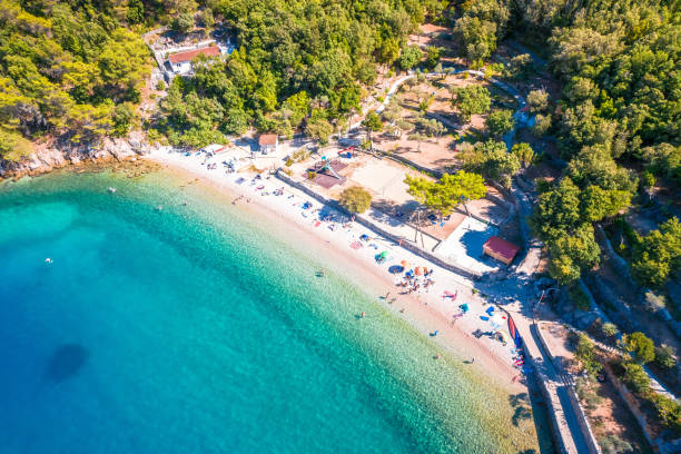 istock Valun beach on Cres island aerial view 1450430249