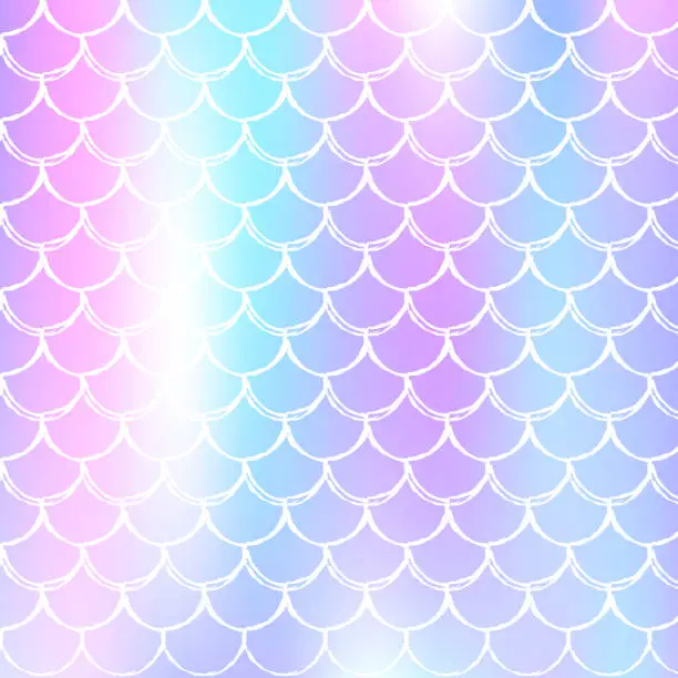 Vector illustration of Gradient mermaid background with holographic scales.