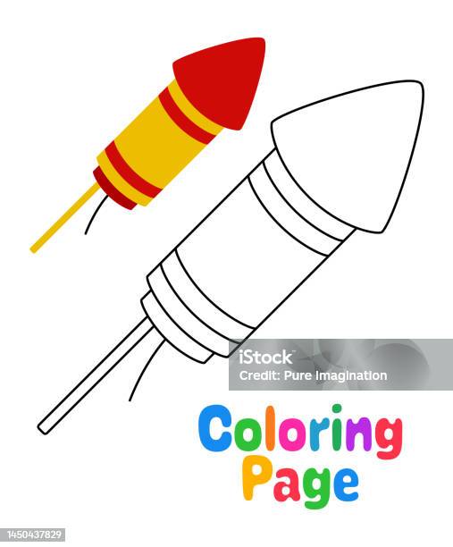 Firecracker Color Sheets Coloring Page With Firecracker For Kids Stock Illustration - Download ...