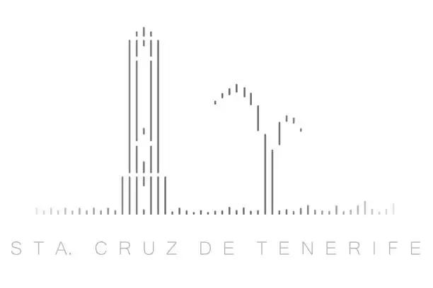 Vector illustration of Vertical Bars Santa Cruz Tenerife Landmark Skyline