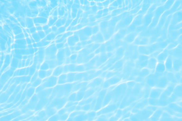 istock Defocus blurred transparent blue colored clear calm water surface texture with splashes and bubbles. Trendy abstract nature background. Water waves in sunlight with copy space. Blue watercolor shining 1450446860