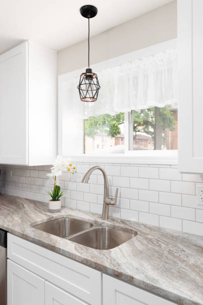 istock A kitchen sink detail in a white kitchen. 1450448885
