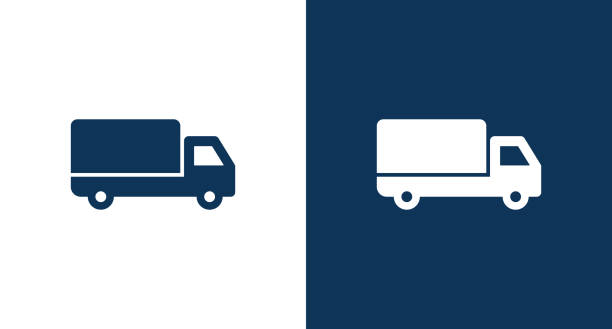 lieferwagen-symbol-illustration isoliertes vektorzeichensymbol - car side view truck truck driver stock-grafiken, -clipart, -cartoons und -symbole