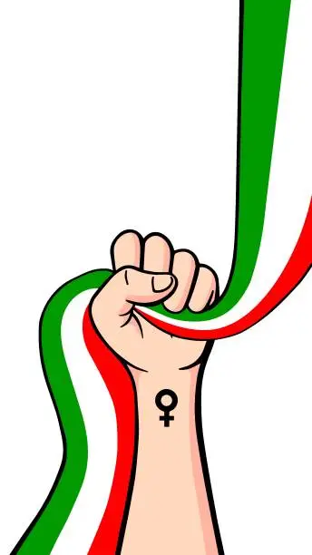 Vector illustration of Protests in Iran vector poster with copy space. Solidarity with Iranian women. Template for background, banner