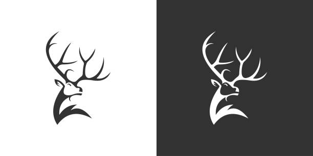 鹿の頭のロゴテンプレートベクター画像アイコンイラストデザイン - moose head点のイラスト素材／クリップアート素材／マンガ素材／アイコン素材