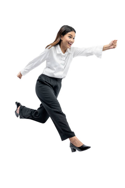 Asian businesswoman running stock photo