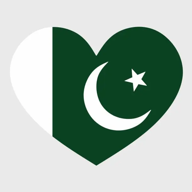 Vector illustration of Vector illustration of the Pakistan flag with a heart shaped.