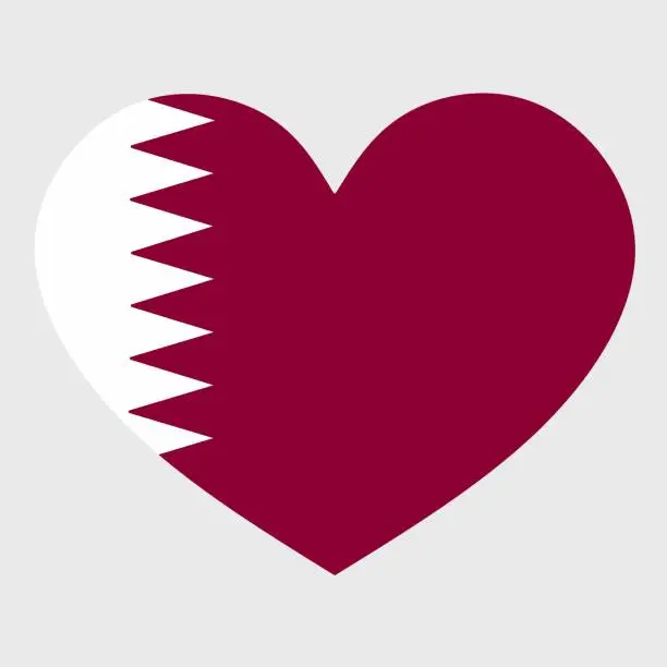 Vector illustration of Vector illustration of the Qatar flag with a heart shaped.