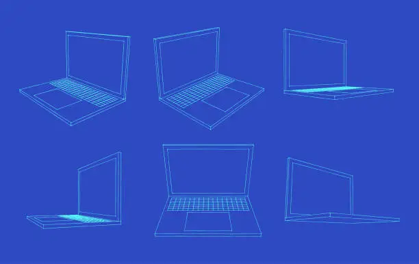 Vector illustration of Laptop computer sketches