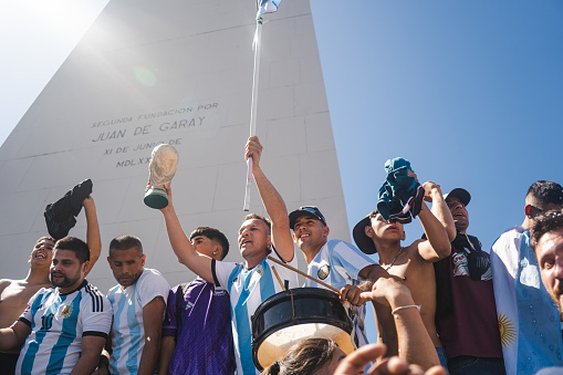 Buenos Aires, Argentina december 18th.  Fans celebrate Argentina wining The FIFA World Cup 2022 at Obelisco