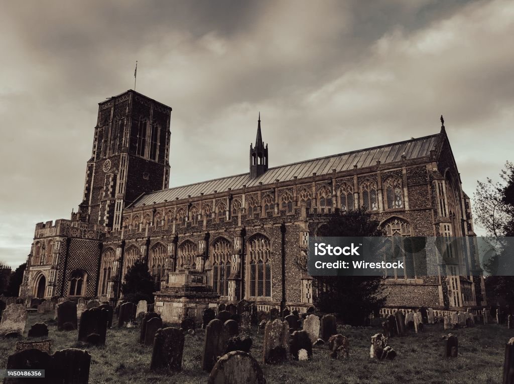 Exterior of St Edmund King Martyr Protestant Church in Southwold, England with cloudy sky The exterior of St Edmund King Martyr Protestant Church in Southwold, England with cloudy sky Architecture Stock Photo