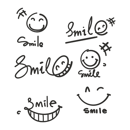 hand drawn doodle hand lettering smile illustration vector