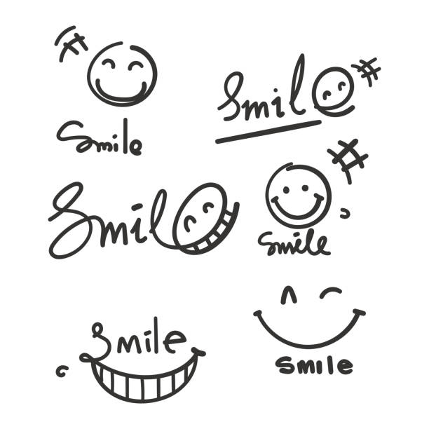 hand drawn doodle hand lettering smile illustration vector hand drawn doodle hand lettering smile illustration vector smiles stock illustrations