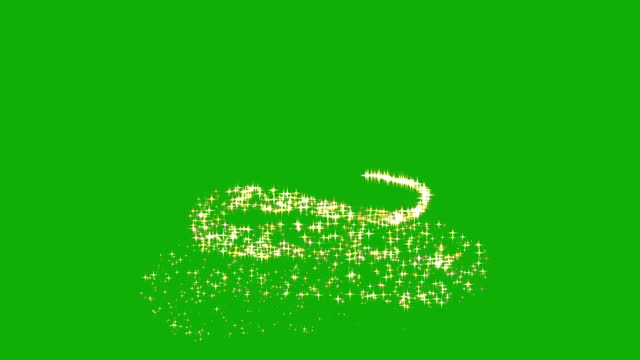 Shining Christmas tree with glitter particles on green screen background