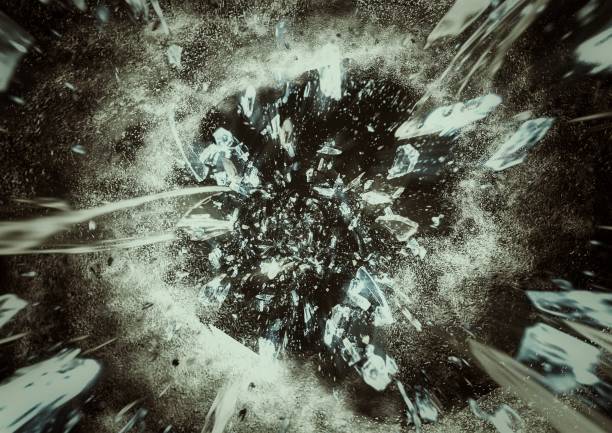 istock Abstract background with explosion and flying debris in science concept 1450491204