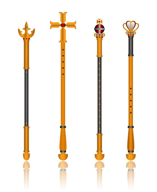 gold scepters 1 gold royal scepters wand for king and 

queen mace spice stock illustrations