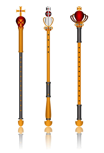 gold scepters 2 gold royal scepters wand for king and 

queen sceptre stock illustrations