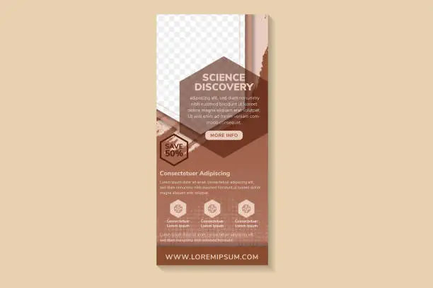 Vector illustration of science discovery headline of roll up banner design template use vertical layout