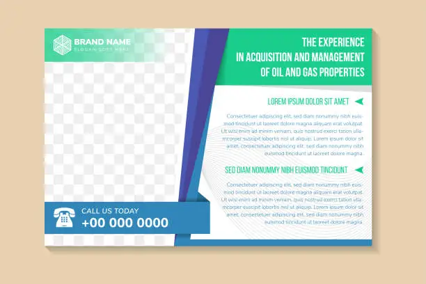 Vector illustration of oil and gas properties headline of flyer design template use horizontal layout