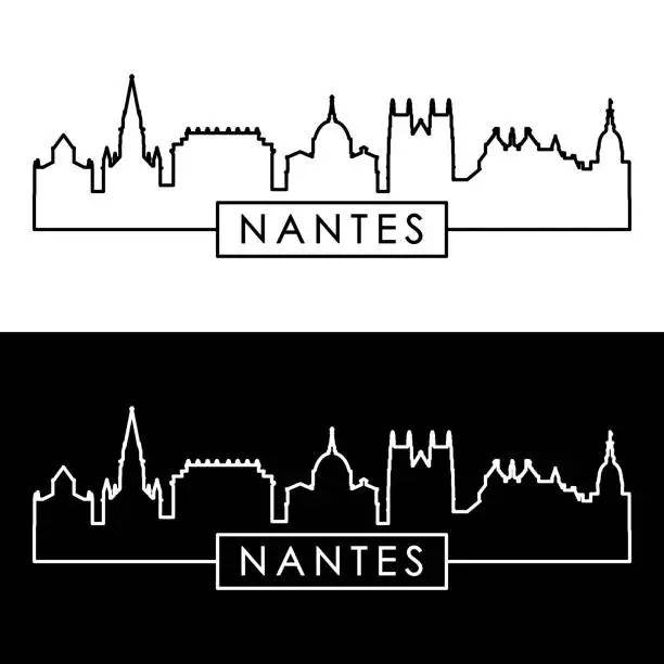 Vector illustration of Nantes skyline. Linear style.
Nantes city single line. Editable vector file.