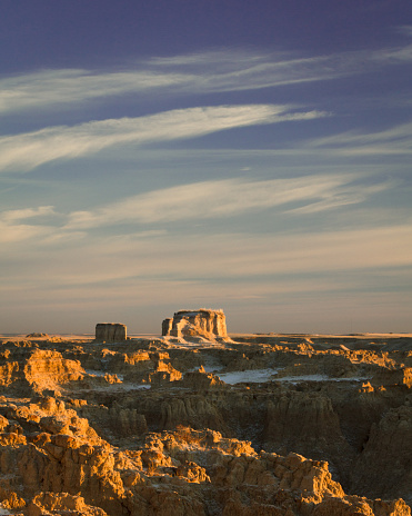 sunrise view of a badlands bluff